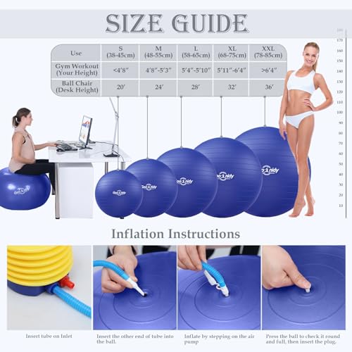 Image of Soft Exercise Ball, Yoga Pregnancy Ball Chair, Pilates Equipment with Pump