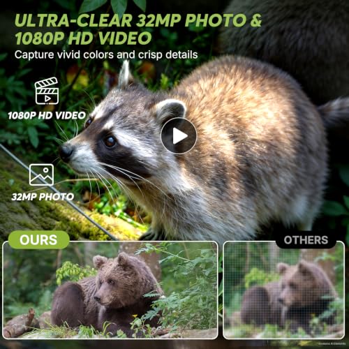 WOSPORTS 2 Pack Mini Trail Camera 1080P 32MP HD Game Camera with 32GB SD Card Wildlife Cameras with Night Vision Motion Activated Waterproof with 4AA Batteries & Card Reader - image 2