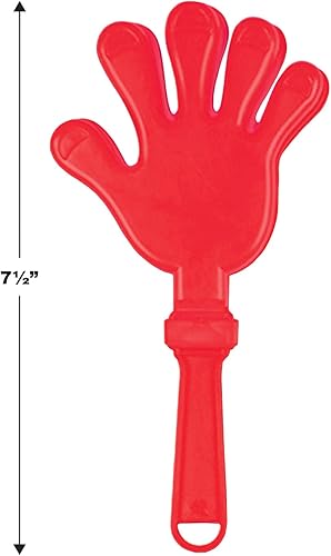 Miniatura 3 de Beistle Red Hand Clappers  Paquete de 12, emisores de ruido de plástico para fiestas, eventos deportivos, celebraciones y reuniones de espíritu de