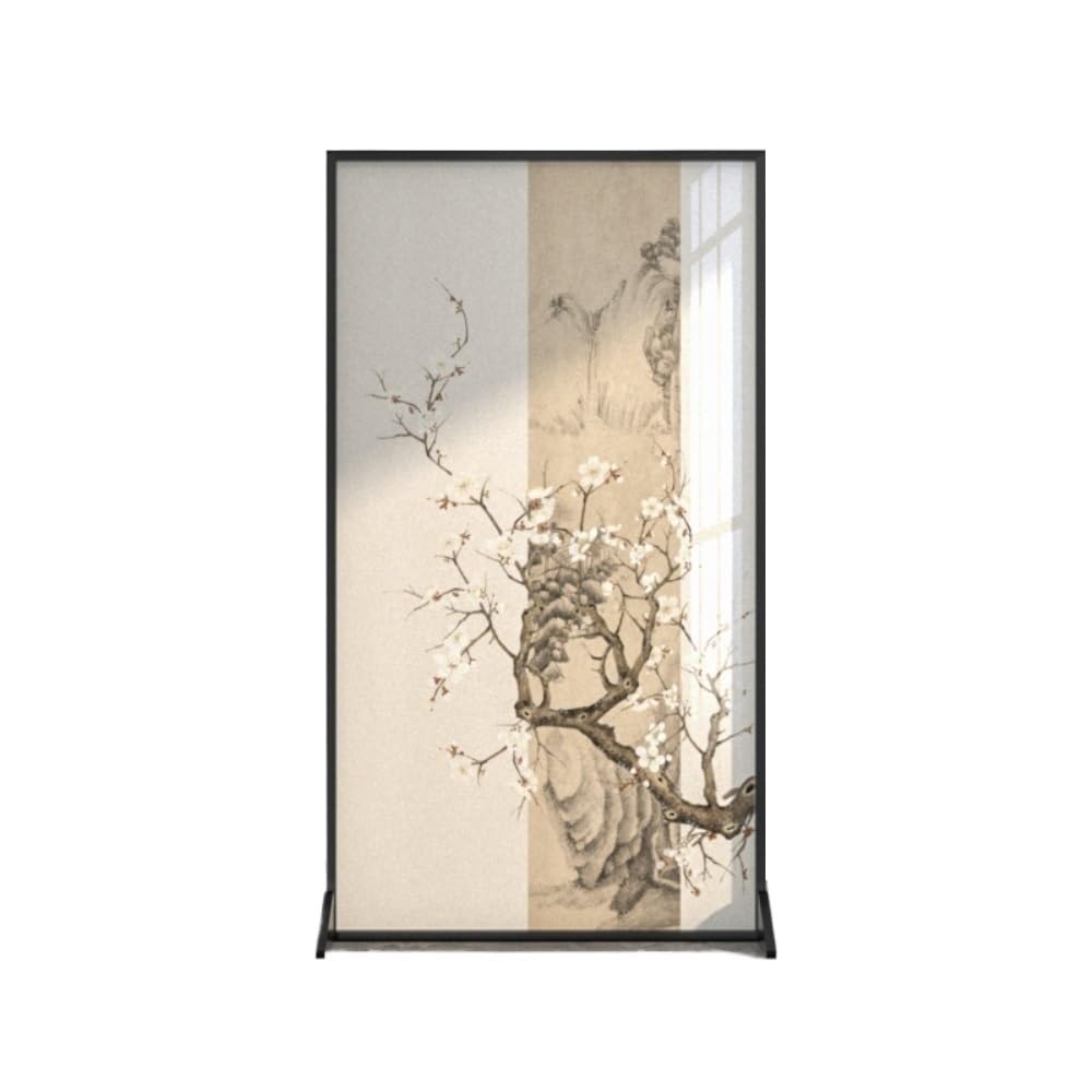 Privacy Screen Screen Partition Decoration Living Room Entrance Tea Retro Chinese Plum Blossom Aluminum Alloy Seat Room Divider