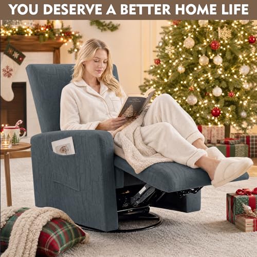 Image of ZNSAYOTX 100% Waterproof Recliner Chair Covers, 3-Piece Stretch Fit Recliner Slipcovers with Buckle & Elastic Band for Lazy Boy, Stay in Place, Soft Plaid Jacquard Protector (Small, Dark Grey)