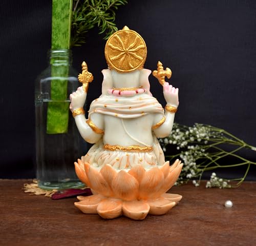 Image of Handcrafted Marble Ganesh Ji Big Size Statue Ganpati Ji god Idol for Temple & Home Decor God Idol Ganpati Ji for Decoration & Showpiece Religious Decor, Multicolor