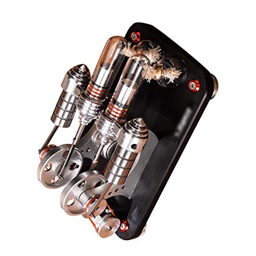 Petforu Working Stirling Engine Kit Metal 2-Cylinder Parallel Micro External Combustion Engine Model (M14-22-D) #TOP5