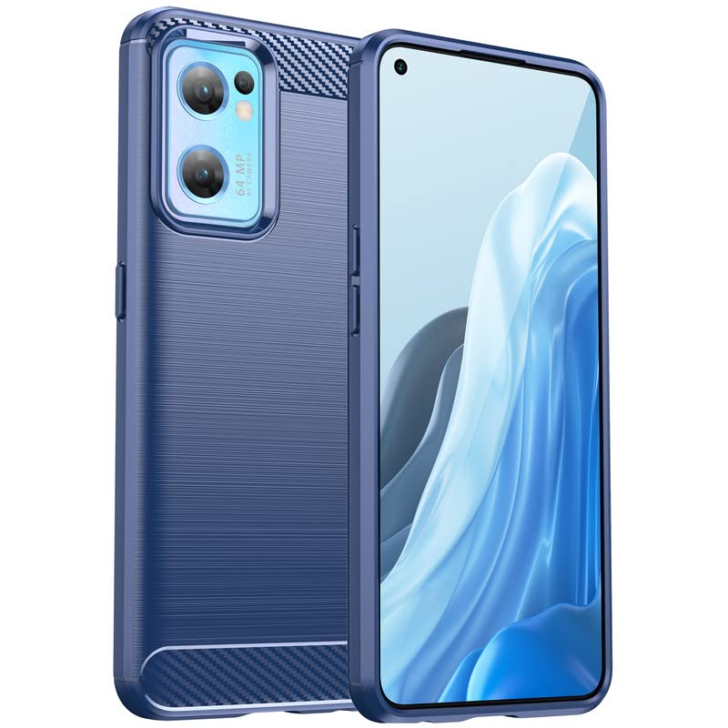 Image of Hybrid Carbon Fiber Back Case for Oppo Reno 7 5G (Blue)