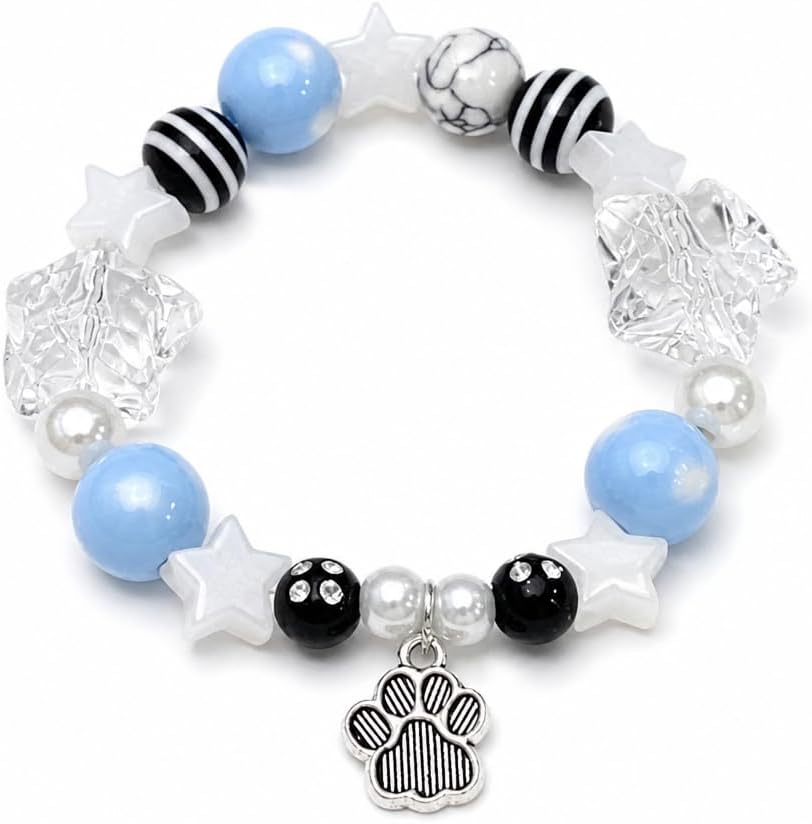 Paw Print Charm Bracelet, Y2K Beaded Accessory