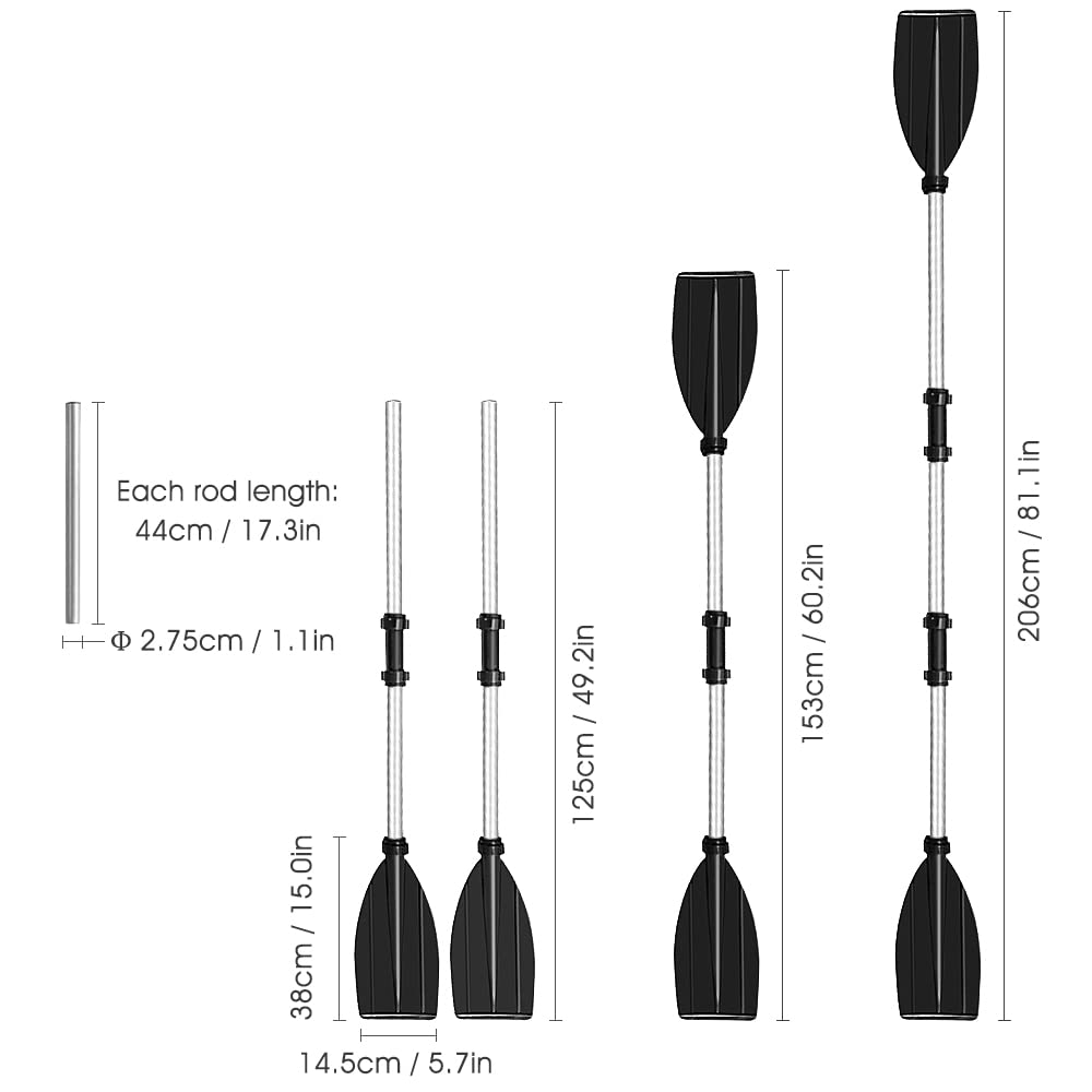 Wakects 125cm Pagaia Kayak, Pagaie Leggere in Lega di Alluminio per Adulti, Design Smontabile per Facile Conservazione e Trasporto