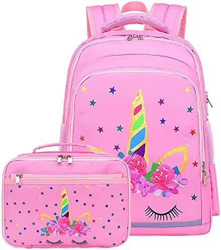 CAMTOP Backpack for Girls Kids School Backpack with Lunch Box Preschool Kindergarten BookBag Set (Pink)