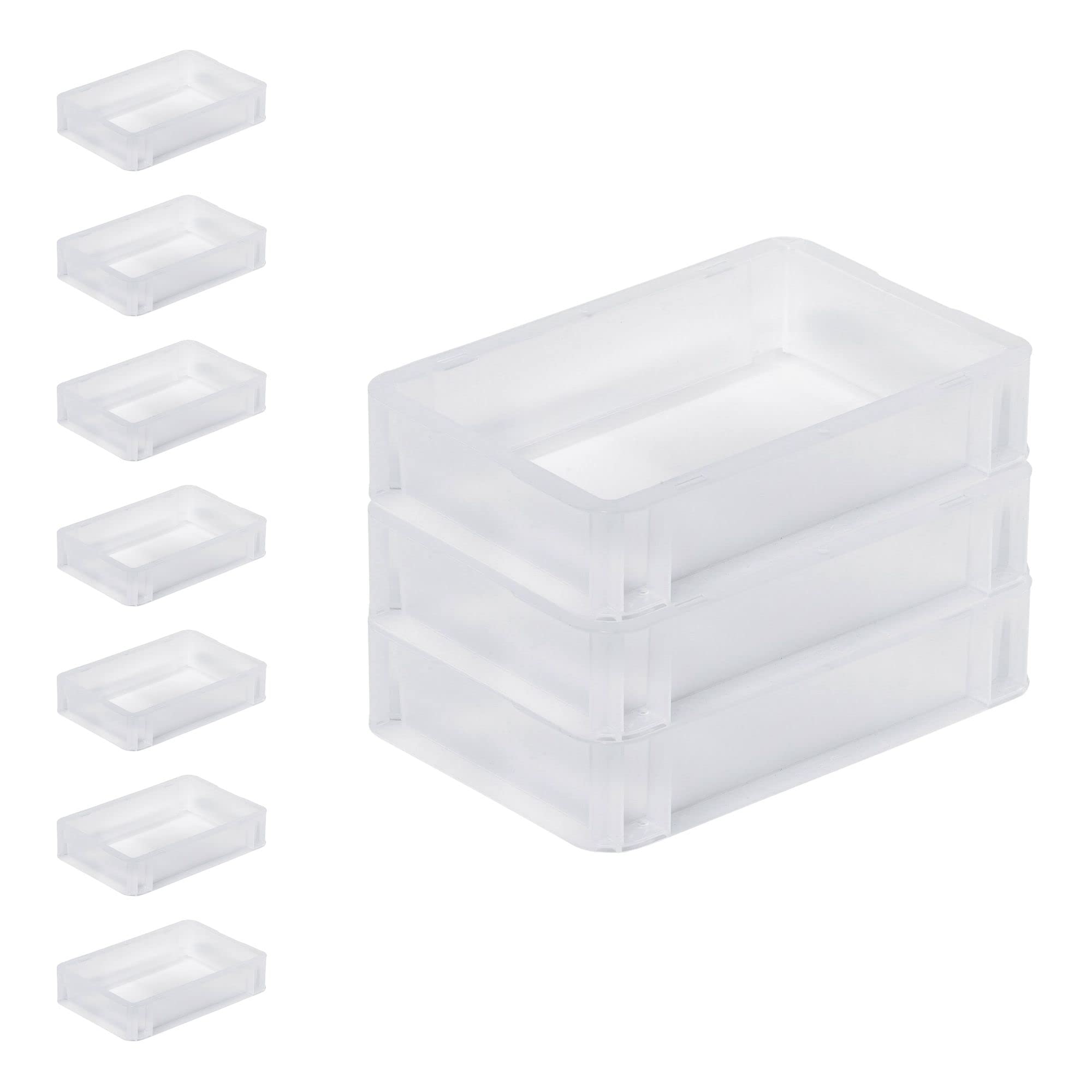 PROREGAL SuperSparSet 10x Transparenter Eurobehälter BasicLine mit geschlossenem Griff | HxBxT 7x20x30cm | 2,9 Liter | Eurobox, Transportbox, Transportbehälter, Stapelbehälter
