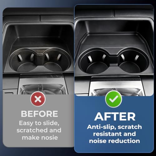 Image of Center Console Cup Holder Inserts for Mazda CX5 2026, Interior Accessories Silicone Car Cup Holders Covers Protector for 2026 CX-5, Black