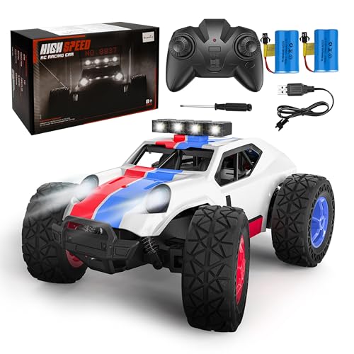 Kizeefun Ferngesteuertes Auto, 2.4Ghz 1/20 RC Auto Geländewagen 20 km/h Alle Gelände, Elektrisches Spielzeug, Offroad mit 2 AKKU 50min Spielzeit und LED Scheinwerfer, Geschenk für Kinder