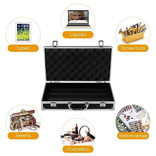 Doitool Silver Aluminum Briefcase With Lock, Aluminum Briefcase For Men Or Women, Metal Hard Case With Foam For Travelers Luggage Craftsman Travel Cash (14.1X7.8X2.9Inch) #TOP3