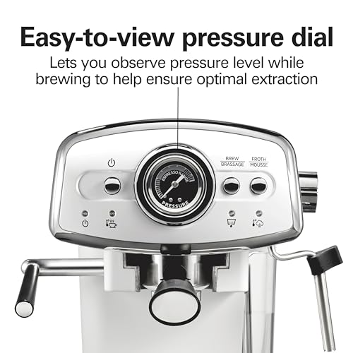 Image of Hamilton Beach Slide & Lock Espresso Machine with Milk Frother and Steam Wand for Cappuccino and Latte, 15 Bar Pump and Two Spouts, Removable Reservoir, Compact, Retro Design, Color