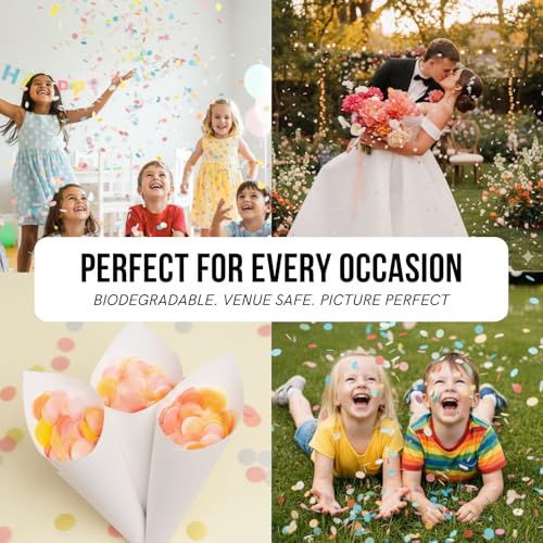 Image of Sunset Mix (White, Pink, Yellow, Orange) Rice Paper Wedding Confetti - Biodegradable & Water Soluble, Flower Girl Basket & Wedding Sparklers for Send Off Alternative, 150g 20000 Pcs