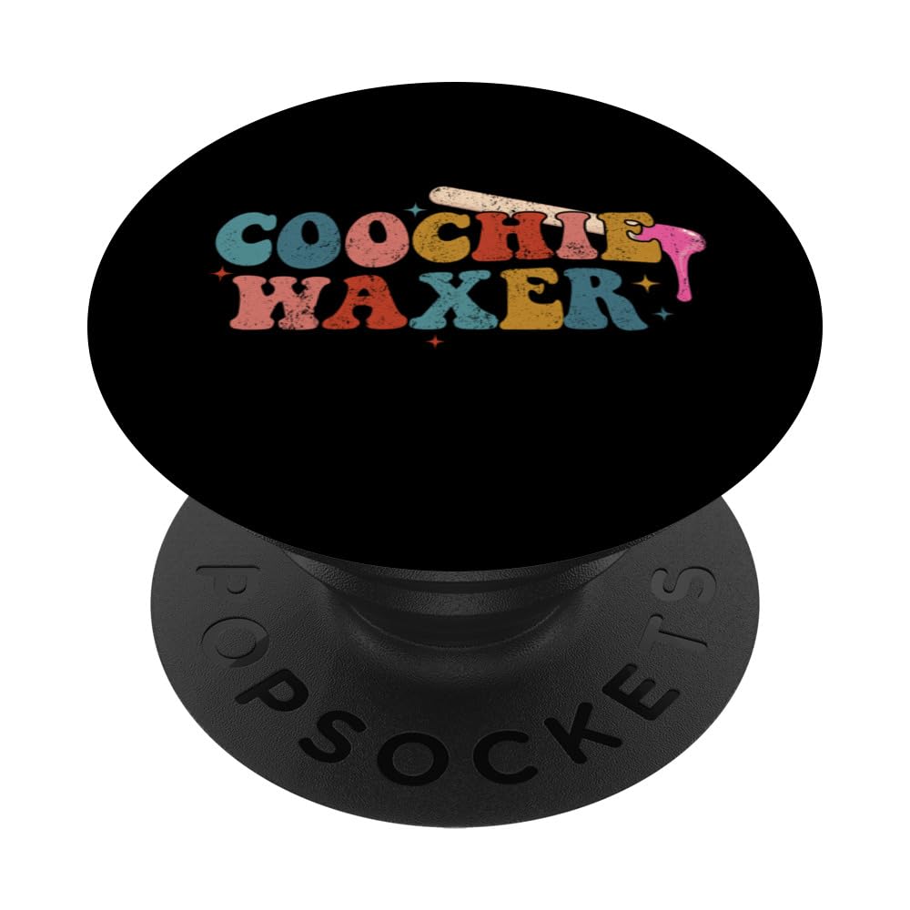 Vintage Coochie Waxer Brazililian Waxing Wax Esthetician PopSockets Swappable PopGrip, Black