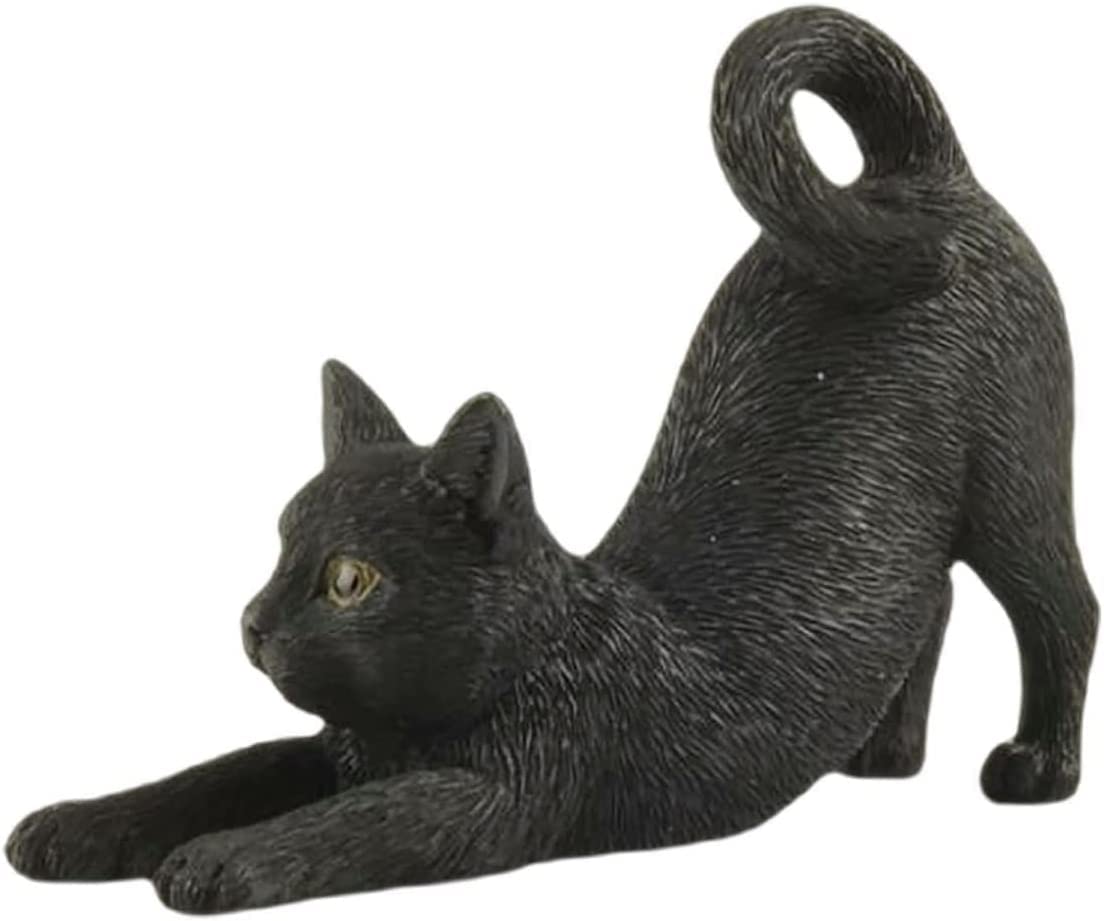 JFSM INC.7" Black Cat Stretching Hand Painted Figurine - Gifts for Cat Lovers, Cat Lover Gifts for Women, Cat Lover Gifts for Men, Cat Decor for Cat Lovers, Home Decor for Cat Lovers