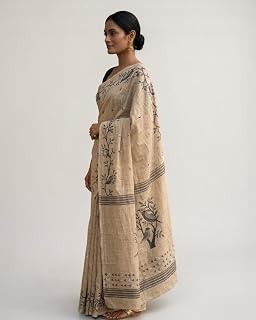 RupRas Women Linen Floral Printed Saree With Latkan Works | Digital Printed Pallu & Zalar | Wax Finish | Printed Blouse Pi... Price In India