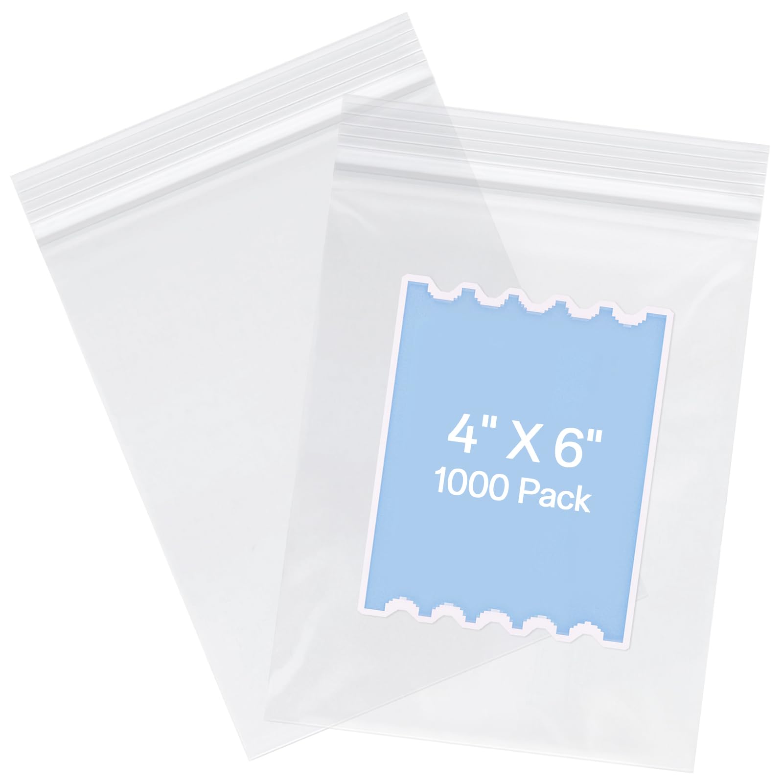 joybest Bolsas de plástico de polietileno transparentes con cierre resellable de 4 x 6 pulgadas (1000 unidades), bolsas de polietileno con cierre resellable para impresiones, suministros de oficina,
