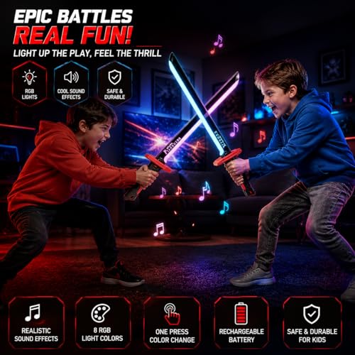 Image of NeonWarrior Anime LED Sword Toy | 7-Color Glowing Katana with Smoke Mist, Spark Effects & Sound Action | Cosplay Roleplay Party Prop Display Collectible Sword