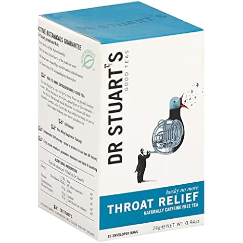 Dr Stuart's Throat Relief Tea | Organic Blend of Cinnamon, Licorice, Marshmallow Root & More | Herbal Tea Helps Breathe Easy & Support Throat Health | 0.84 Oz (15 Teabags) Cover