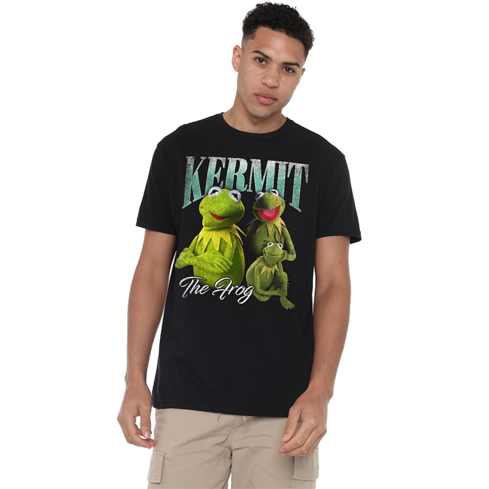 Muppets Disney The Kermit The Frog Homage Unisex T-Shirt, Black, Large
