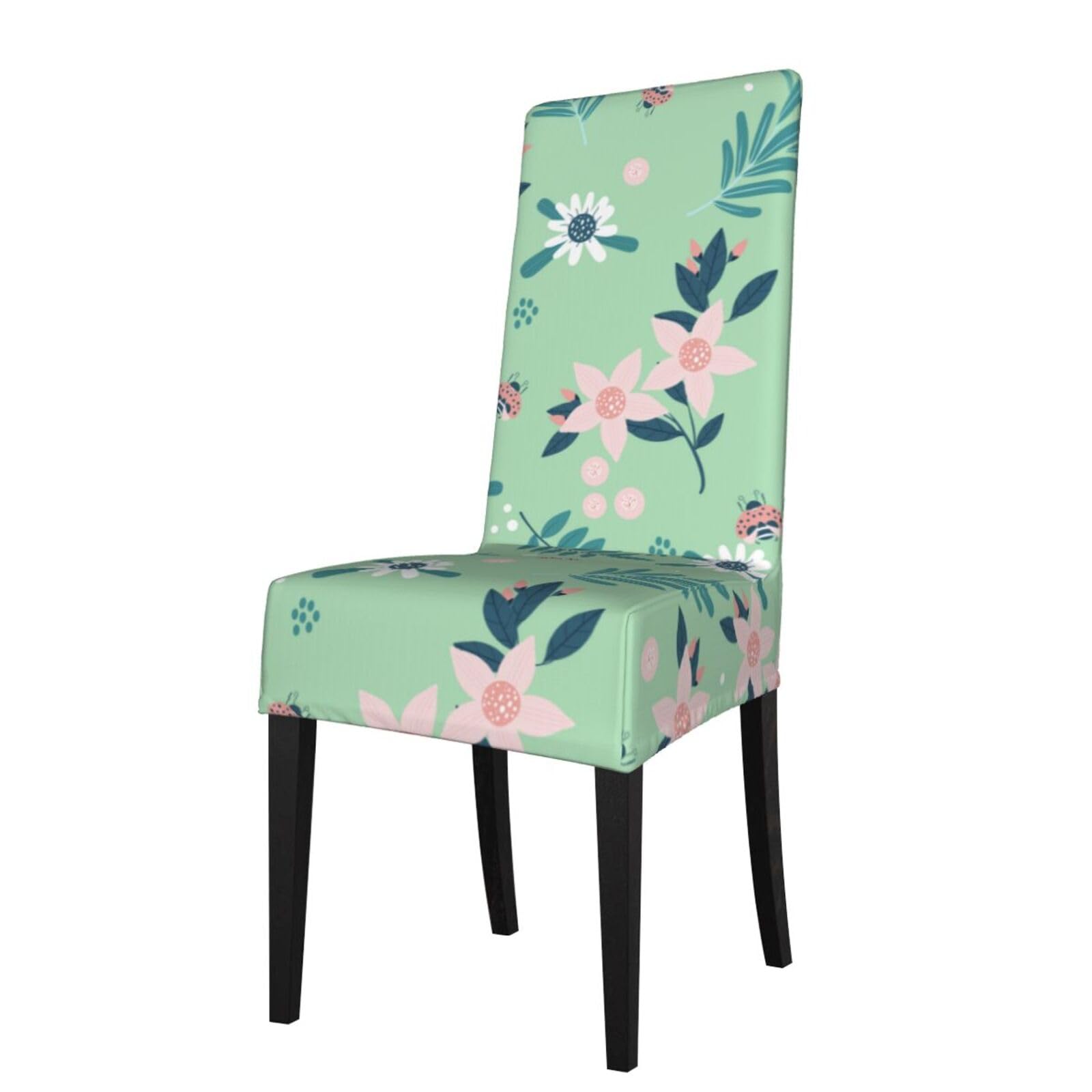 LKYMOH Pastel Spring Floral Print, Chair Covers Stretch Chair Slipcovers for Dining Room, for Party Pet Protection Universal Fit Soft Polyester