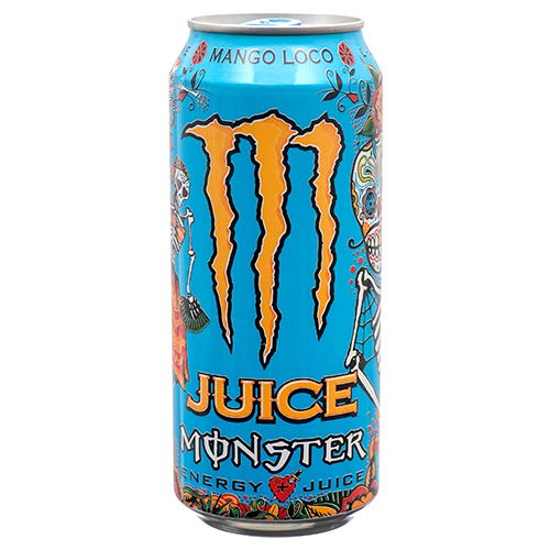 New 381906 Monster Juce Loco Mango Energy Drink 16 Oz (24-Pack) Fruit Drink Cheap Wholesale Discount Bulk Beverages Fruit Drink Fish Bowl