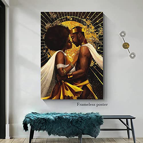 Studio4Walls-Gold African American Wall Art Black Art Paintings For Wall Decor Black Man African Art Wall Decor African Portrait Canvas Wall Art Pictures For Bedroom Living Room Home Decor #TOP4