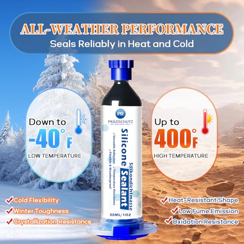 Image of RTV Silicone Adhesive Sealant - High Temperature & Waterproof Caulking for Home, Auto, & Crafts - Creates Flexible, Long-Lasting Seal on Kitchen, Bathroom, Shower, Window (Black, 30ml /1oz)
