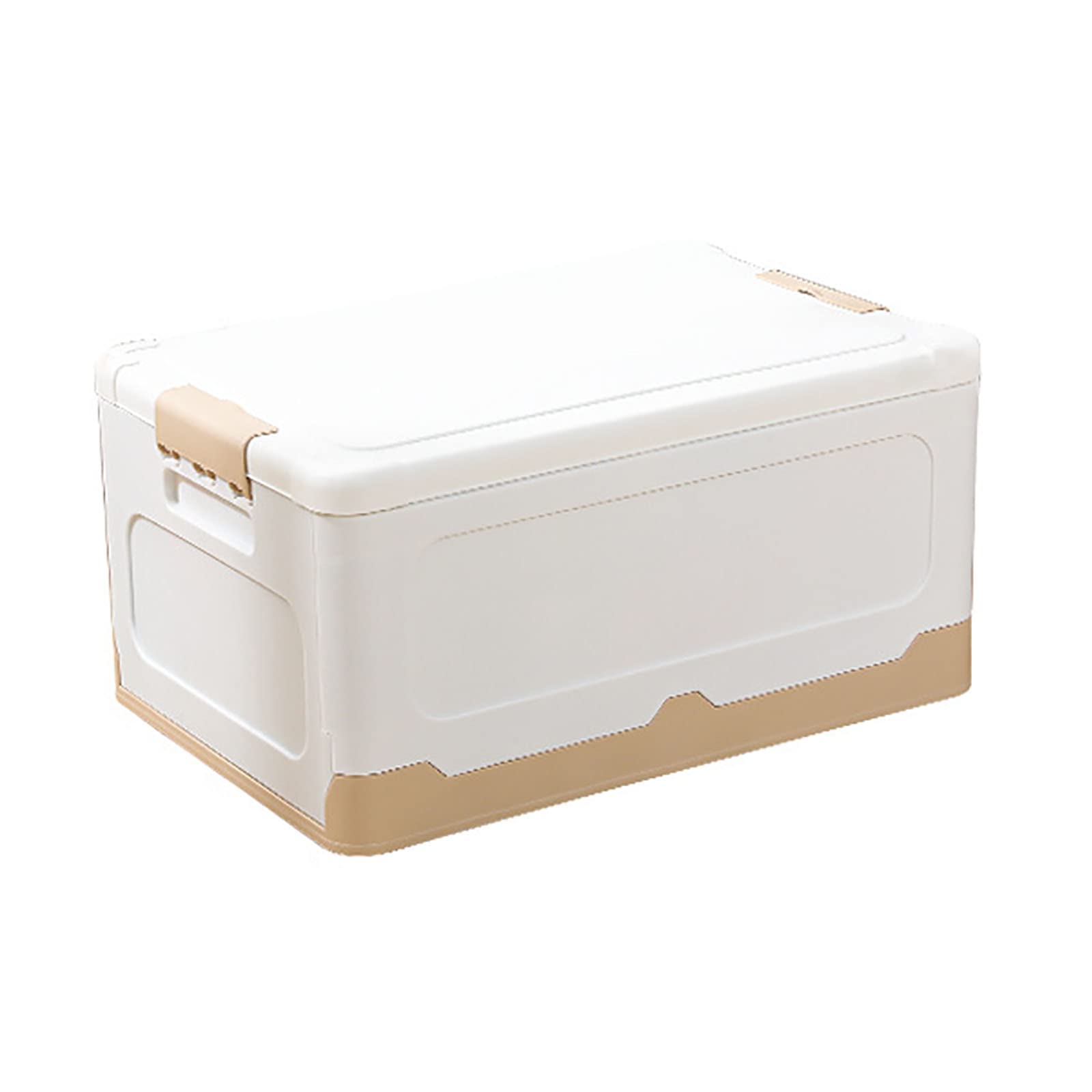 WANGLXST Foldable Storage Box, Plastic Collapsible Storage Bin Container Stackable Folding Utility Crate for Clothes Toy Books Snack, Shoe Grocery, Khaki