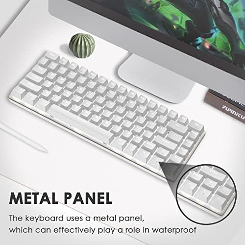 Hoopond Mechanical Keyboard, AK33 White LED Backlit USB Cable Gaming Mechanical Keyboard, 82-key Compact Mechanical Gaming Keyboard with Anti-ghosting Keys for Gamers & Typists (Red switch, White)