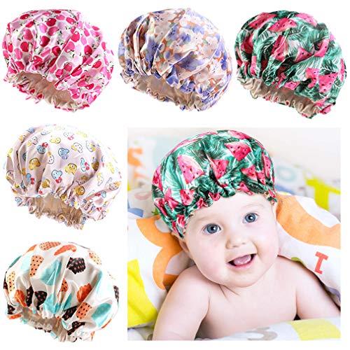 3 Pieces Kids Satin Bonnet Adjustable Sleep Caps Soft Silk Night Sleeping Hats for Teens Toddler Children Reversible Doubl (5 Count, HM-5)