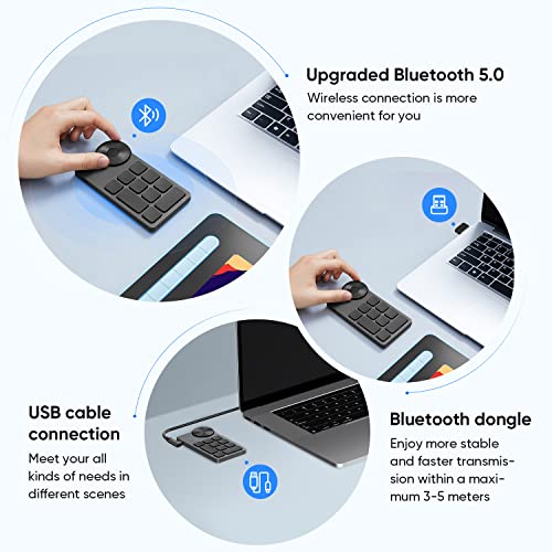 XPPen Mini Keydial ACK05 Wireless Shortcut Keyboard Bluetooth Programmable Express Remote Control with Dial & Customized Express Keys for Drawing Tablet PC MacBook Windows Images Video Editing - Image 3
