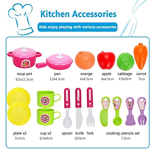 Image of Magicwand Plastic Pretend Play Carry Along Kitchen Food Play Set for Girls (26 Pcs W /o Stickers)