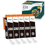 Kingjet Compatible Ink Cartridge Replacement for PGI-220 Black Work with PIXMA MP560 MP620 MP620B MP640 MP980 MP990 MX860 MX870 IP3600 IP4600 IP4700 Printer, 5 Pack(Black)