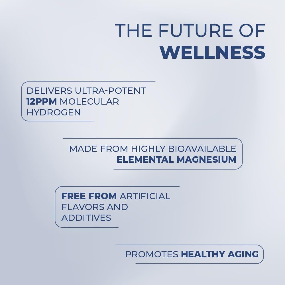 Molecular Hydrogen H₂ Tablets 12 PPM | Neutralize the Effects of Oxidative Stress & Free Radicals | Supports Cellular Health | Bioavailable Source of Magnesium | 30 Tablets
