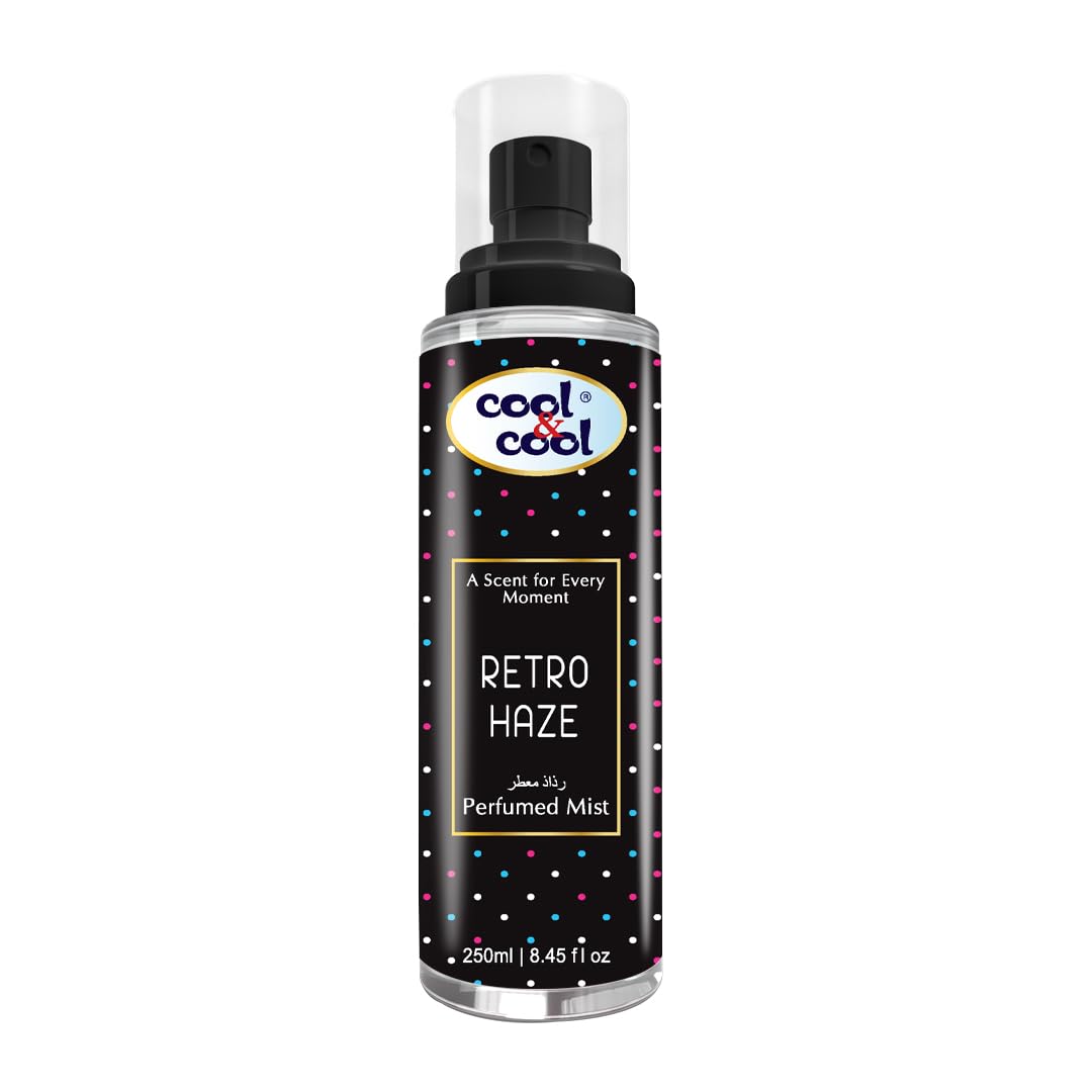 Cool & Cool Retro Haze Perfumed Body Mist 250ml, Long-lasting Fragrance, Suitable for everyday use, Black