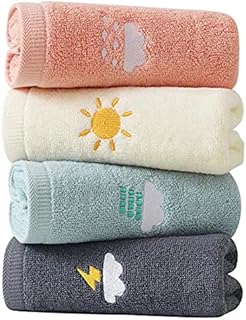 RUIBOLU Hand Towels for Bathroom Set 4 Piece, 100% Cotton Bath Hand Towel, Face Towel Soft Highly Absorbent Towels for Adults and Children for Bathroom Kitchen, 14x29 Inch (Pink White Blue Gray)