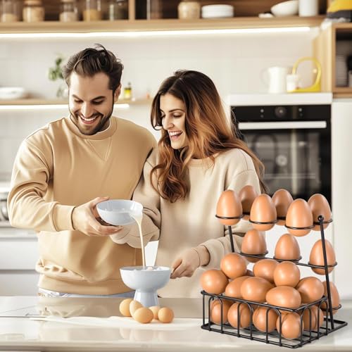 Cesta organizadora de huevos para cocina con soporte decorativo de gran capacidad 3
