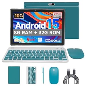 Android 15 Tablet, 10 inch Tablets, 2 in 1 Tablets with Keyboard Case
