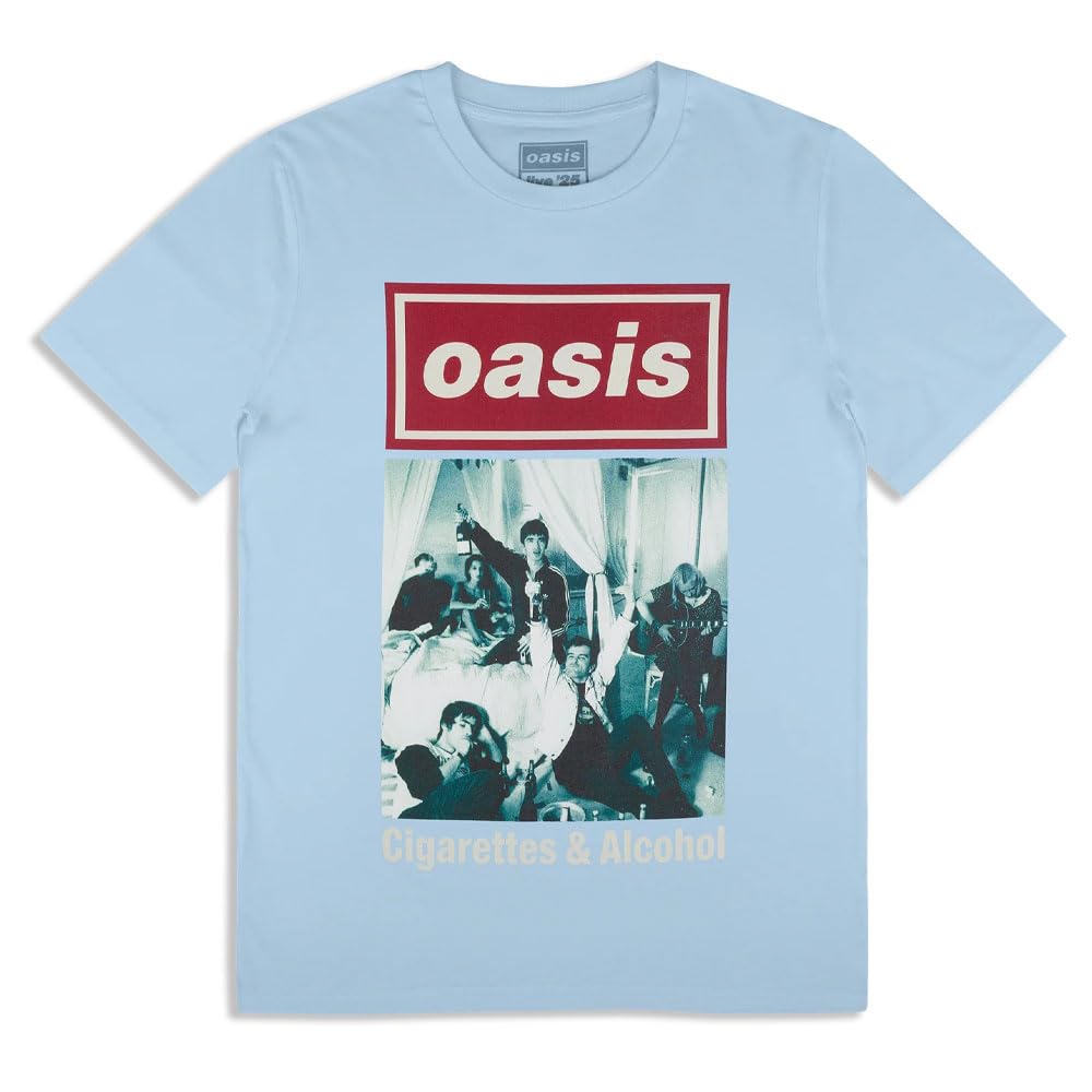 Oasis (Xl, ) Cigarettes & Alcohol Single Cover T Shirt Blue
