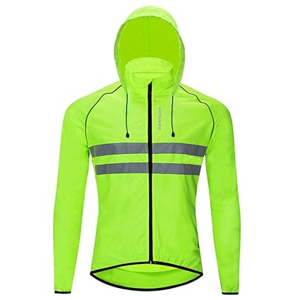 Anself Men Windproof Hooded Cycling Jacket Breathable High Visibility Reflective Bike Bicycle Riding Sports Coat Jacket