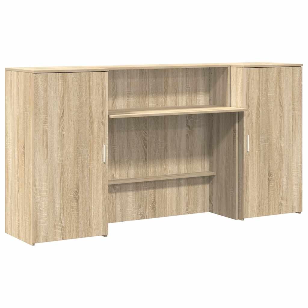 Generico Banco Reception Moderno con Armadietti,Legno Multistrato Rovere Sonoma 200x50x103.5 cm,Ampio Spazio Archiviazione,per Uffici,Hotel,Cliniche e Studi