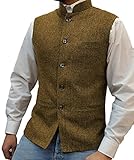 【Stil】: Normale Passform SHACE Herren Anzugweste - Herren Einreiher Anzug Weste Elegant Ärmellos Stehkragen Business Knopf Slim Fit Herringbone Mit Taschen Weste,Braun,M
