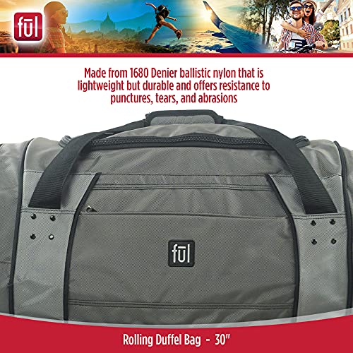 Ful Rolling Duffel Travel Luggage Bag with Wheels, 30 Inches, Black