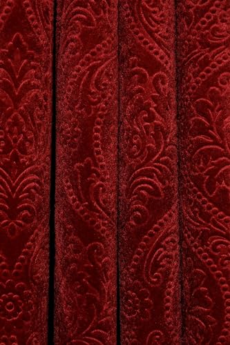 Image of Fabrilia Velvet Eyelet Window Curtain 5 feet for Living Room /Bedroom, Maroon, Pack of 1 Piece