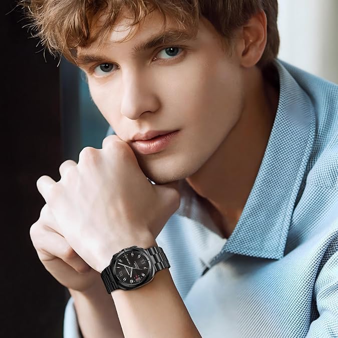 Image of MOROFY No Gap Solid Metal Stainless Steel Strap for Men Women Compatible with Samsung Galaxy Watch 8 Band 40mm 44mm (2025), Galaxy Watch 8 Classic Strap 46mm - Black [Watch NOT Included]