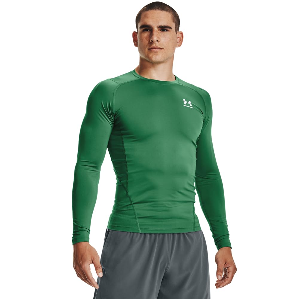 Under Armour メンズ HeatGear コンプレッション長袖Tシャツ, Team Kelly Green (305)/White, X-Large