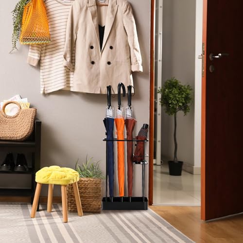 Mezchi Umbrella Stand, Umbrella Holder for Entryway, 17x11.2X 6 Inches Umbrella Rack Organizer, Umbrella Holder Rack for Umbrella Storage, Office, Black, Rectangle - Thumbnail 6