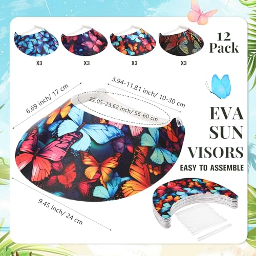 Image of Chicingyou 12 Pcs Sun Visors for Women 4 Styles Adjustable Wide Brim Caps Unisex EVA Visors Hat for Golf Beach Summer Outdoor Activities Multicolor