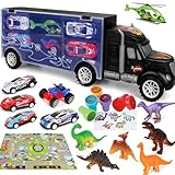 Dinosaur Toys for Kids 3-5 Semi Truck, Large Activity Play Mat, Dinosaur Seal, Dinosaur Game Boy Toy Gifts Play Set Birthday Christmas Stocking Stuffer Toy for 2 3 4 5 6 7 Year Old and Up Girl Toddler